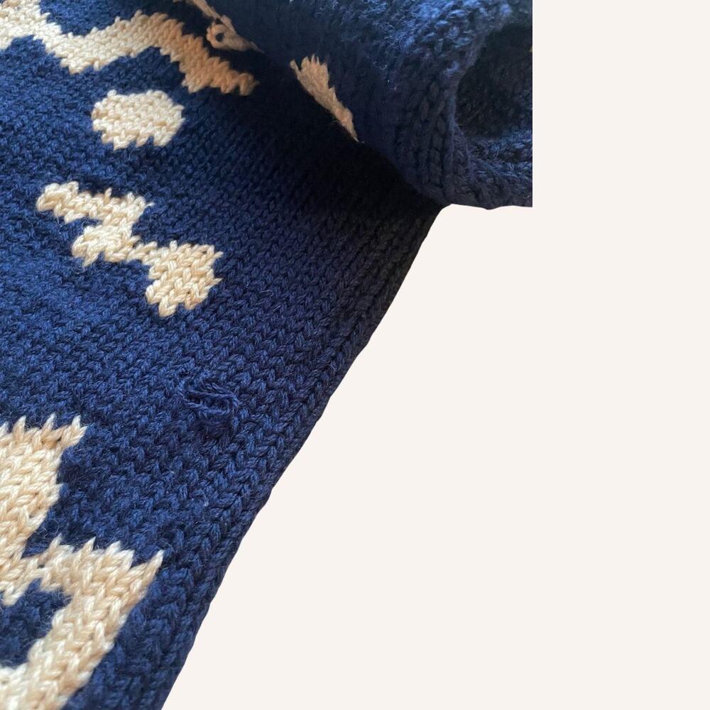 Liz Newman sweater 1987, blue + white, clay buttons XL - Picture 8 of 8